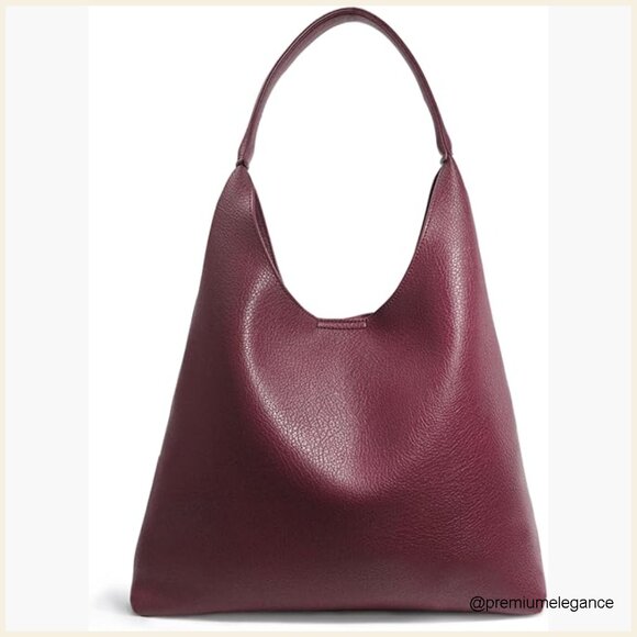 Handbags - Large Vegan Leather Hobo Tote Shoulder Bag Slouchy Work Travel Purse